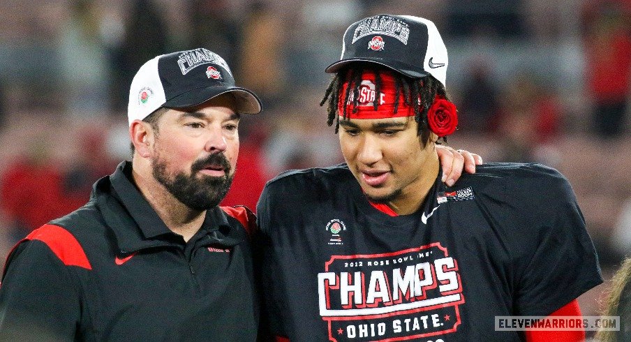 Ohio State football head coach Ryan Day and former Buckeye quarterback C.J. Stroud