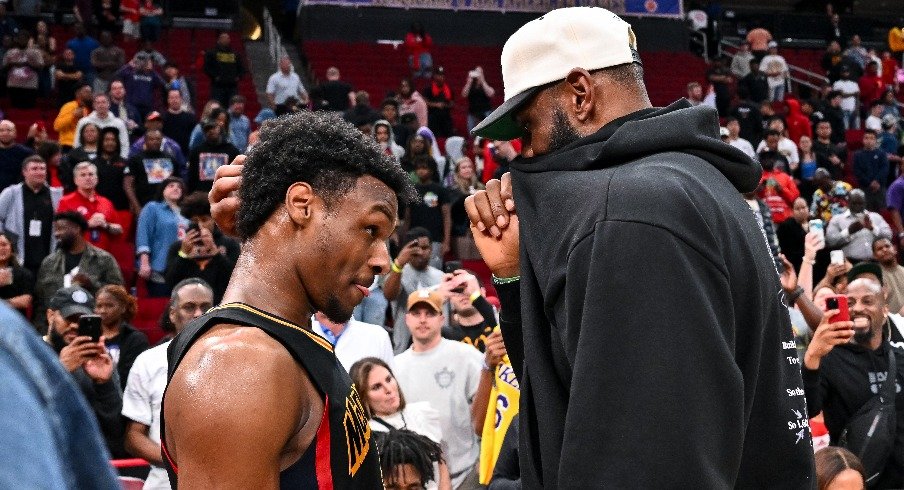 SG Bronny James of the USC Trojans and SF LeBron James of the Los Angeles Lakers