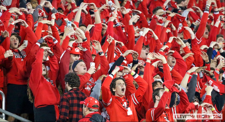 Ohio State fans wearing scarlet