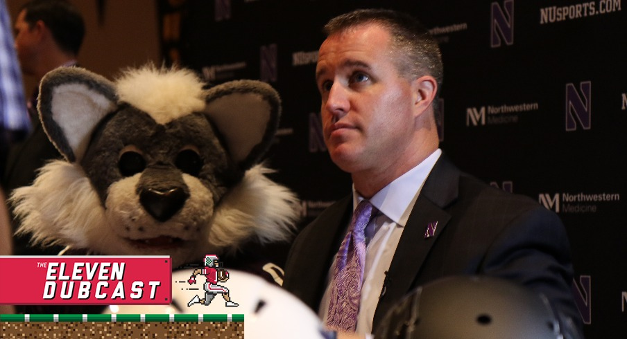 Willie the Wildcat and former Northwestern football head coach Pat Fitzgerald