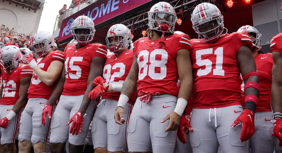 Ohio State football players entering the field