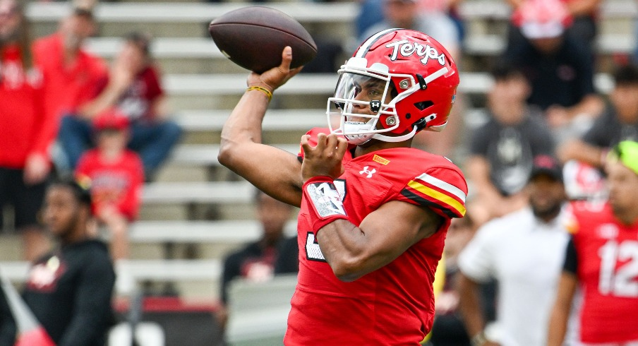 Quarterback Taulia Tagovailoa of the Maryland Terrapins