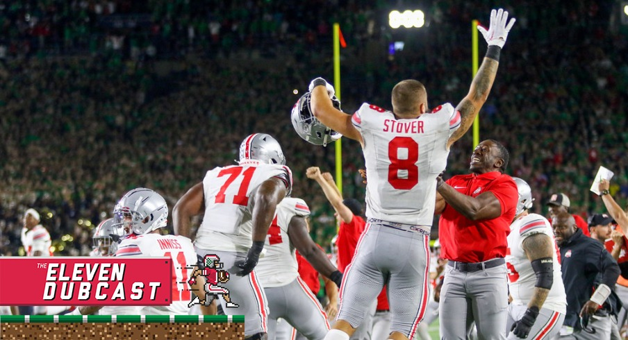 Ohio State tight end Cade Stover celebrates