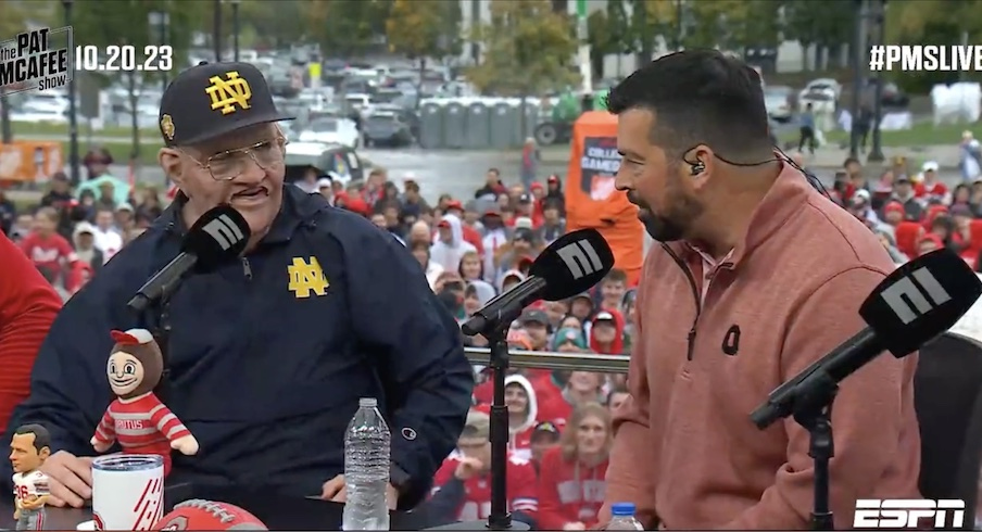 Ryan Day talking to a Lou Holtz impersonator