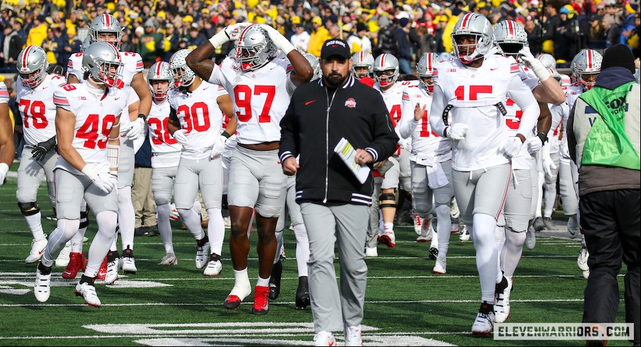 Ohio State football team entrance at Michigan Stadium