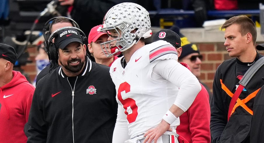 Ryan Day and Kyle McCord during the Michigan game