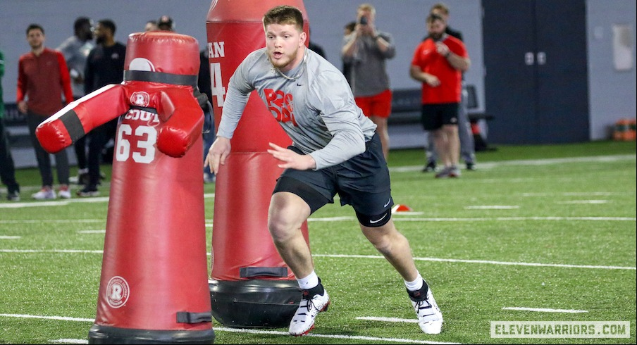 Jack Sawyer going through his pro day workout