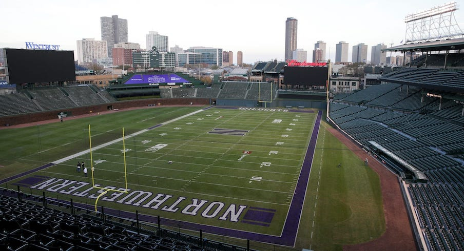 Northwestern football field at Wrigley Field in 2021