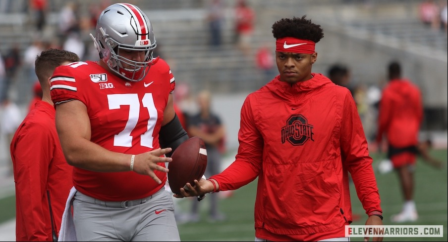 Josh Myers and Justin Fields