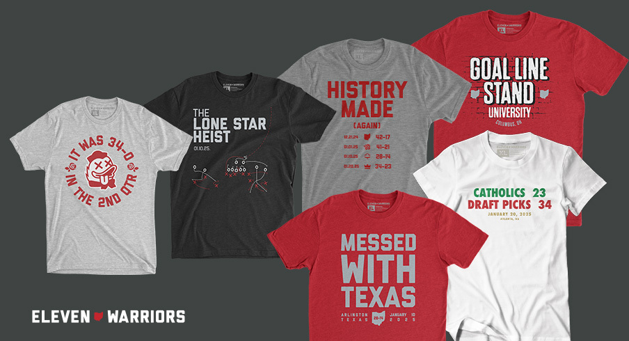 Eleven Warriors’ new T-shirts commemorating Ohio State’s national championship run