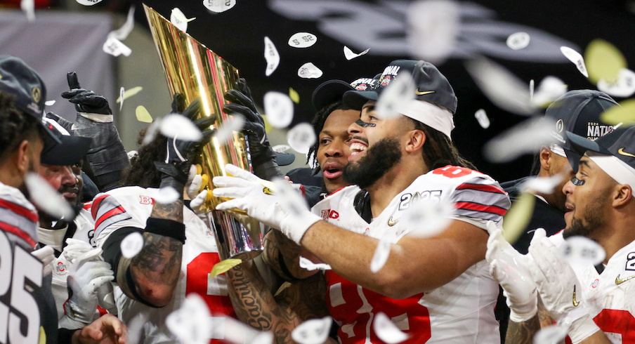 Ohio State celebrating its national championship win