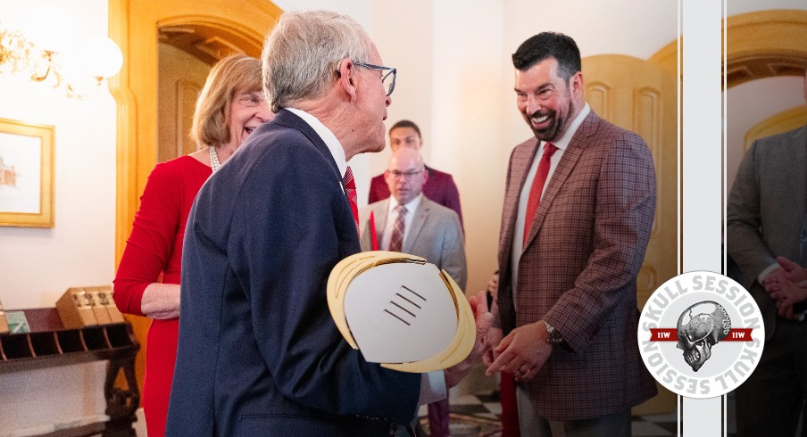 Mike DeWine and Ryan Day shaking hands