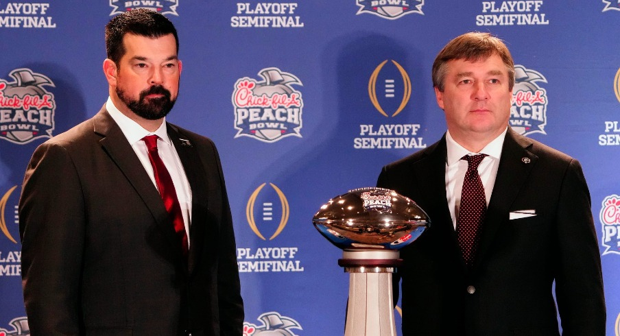 Ohio State head coach Ryan Day (left) and Georgia head coach Kirby Smart (right)