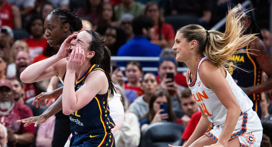Former Iowa Hawkeyes guard Caitlin Clark (left) and former Ohio State Buckeyes guard Jacy Sheldon (right)