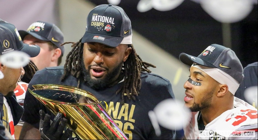 Donovan Jackson and TreVeyon Henderson celebrating the national championship