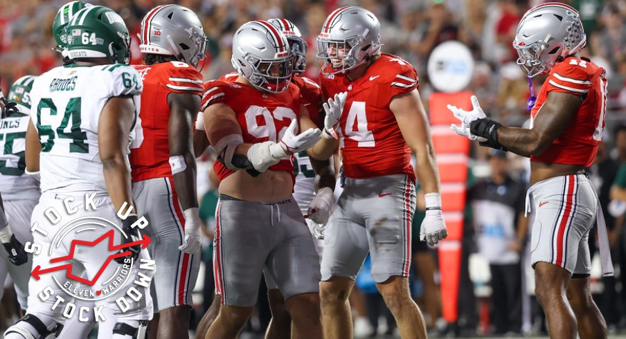 Caden Curry and C.J. Hicks celebrate