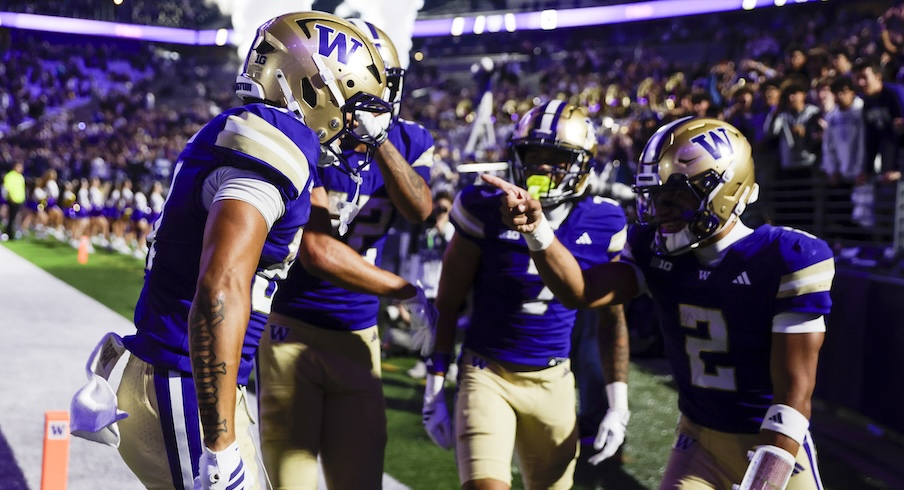 Washington celebrates a touchdown vs. UC Davis