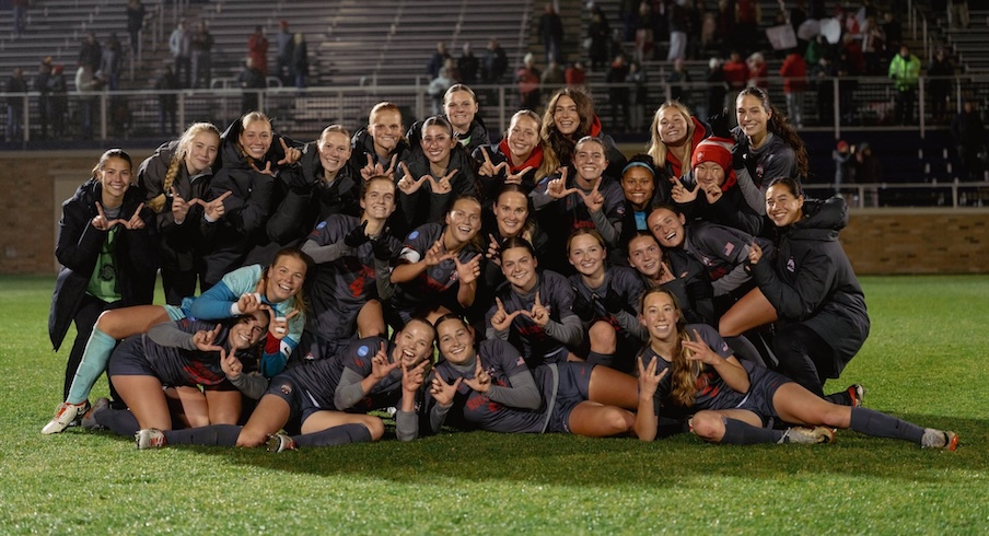 Ohio State women’s soccer celebrates its win over Notre Dame