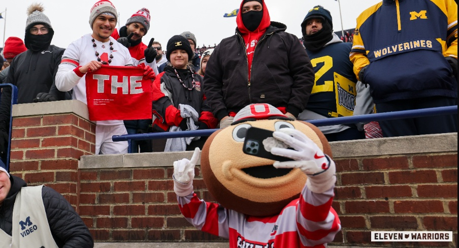 Brutus Buckeye takes the ultimate selfie in Michigan Stadium