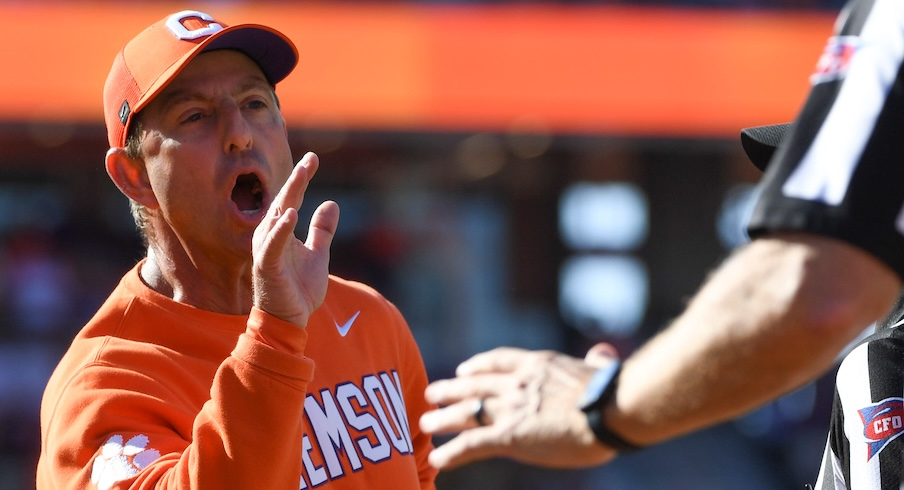 Dabo Swinney yelling at an official