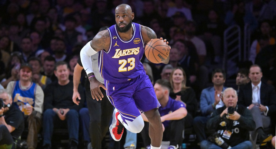 LeBron James in Ohio State shoes