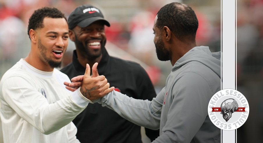 Jaxon Smith-Njigba, Devin Jordan and J.T. Barrett