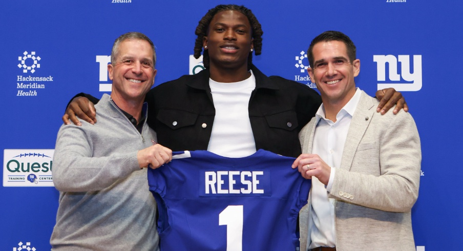 John Harbaugh, Arvell Reese and Joe Schoen
